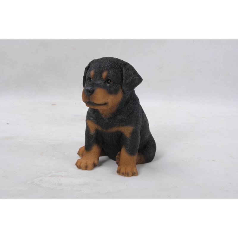 Sitting Rottweiler Puppy Outdoor Garden Statue - 6.5"
