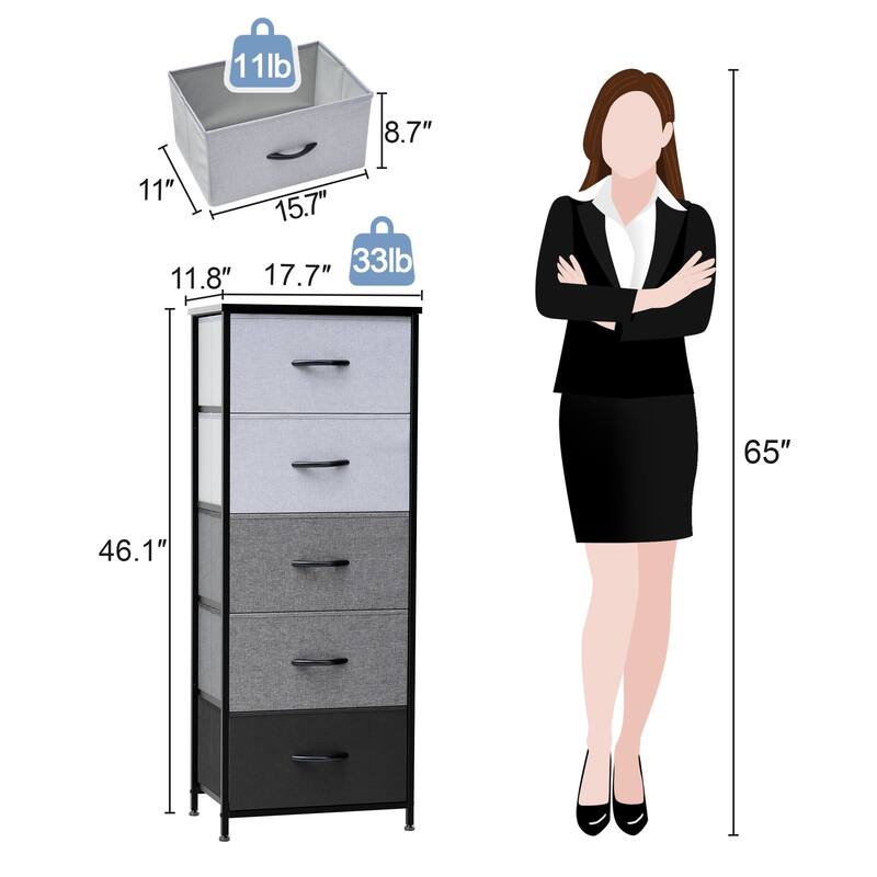 Crestlive Products Household 5-Drawer Vertical Dresser Storage Chest