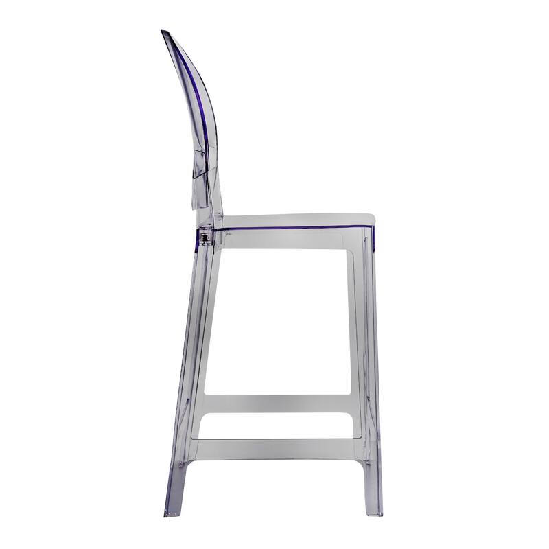 25" Seat Height With Back Modern Plastic Side Bar Counter Stool Accent Armless Crystal Home Office