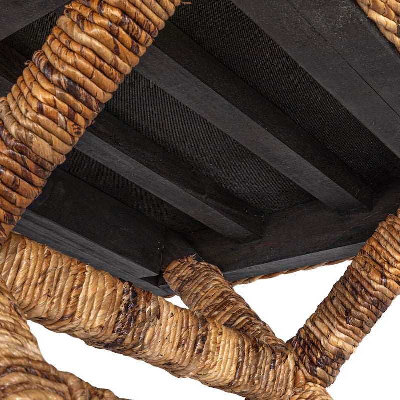 Wood & Woven Water Hyacinth Stool