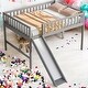 preview thumbnail 13 of 22, Full Low Loft Bed with Ladder & Slide, White Grey