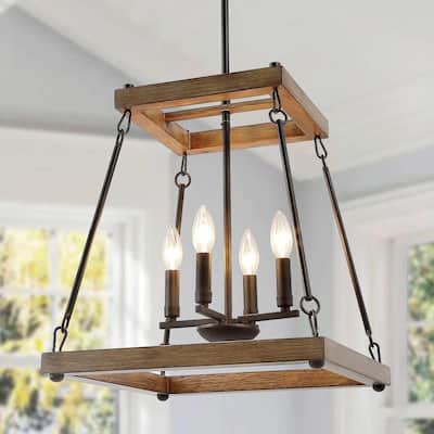 The Gray Barn Modern Farmhouse 4-Light Chandelier Metal Pendant Lights for Dining Room - W16"xH17"