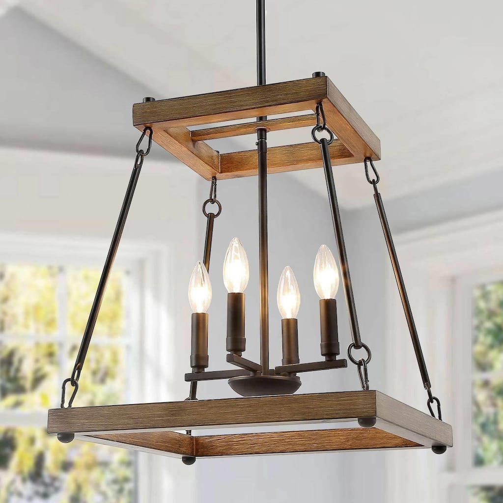 The Gray Barn Modern Farmhouse 4-Light Chandelier Metal Pendant Lights for Dining Room - W16"xH17"