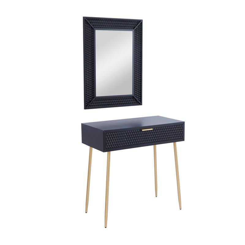 Wood Contemporary Console Table with Mirror (Set of 2) - S/2 31", 31"H