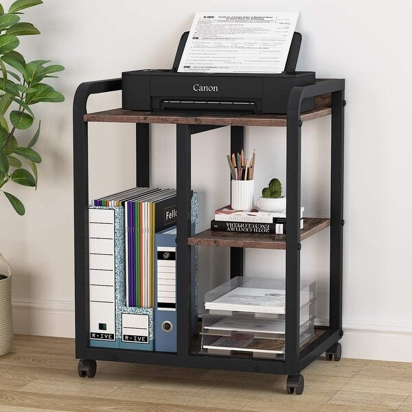 3-Shelf Mobile Printer Stand with Storage Shelves, Rolling Printer Cart Machine Stand. Opens flyout.
