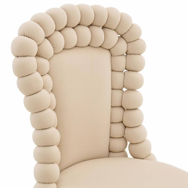 Set of 2 Puffy Bubble Velvet Dining Chairs with Ball Chain Detail & Gold Legs