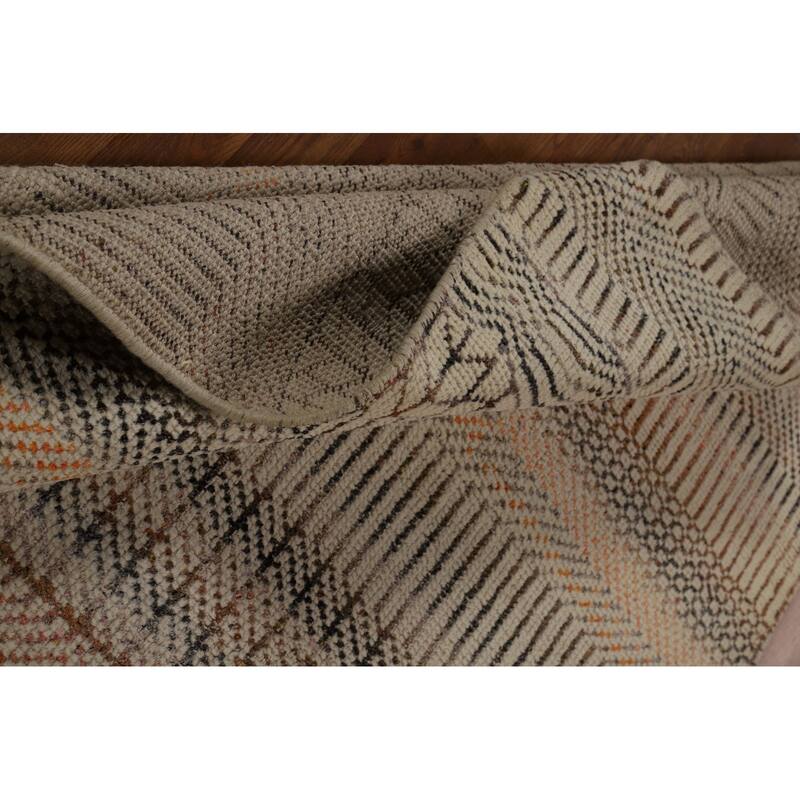 All-Over Geometric Moroccan Oriental Area Rug Handmade Wool Carpet - 4'10" x 7'11"