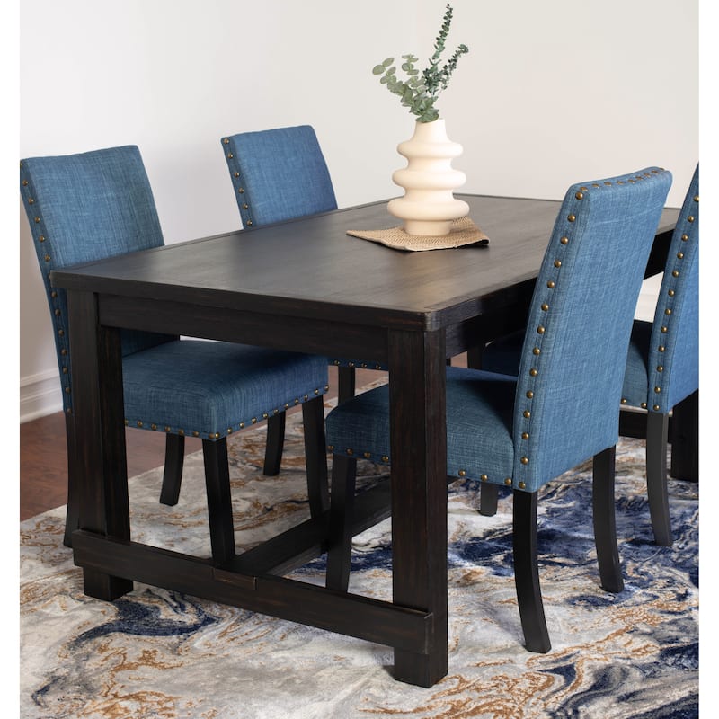 Roundhill Furniture Muzzi Contemporary 7-Piece Dining Set, Dining Table with 6 Stylish Chairs