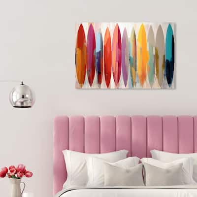 Wynwood Studio Canvas Nautical and Coastal Abstract Surfboards Red and Tan Modern & Contemporary Wall Art Canvas Print