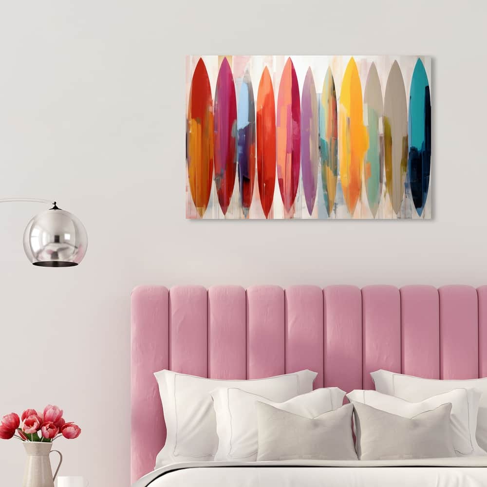 Wynwood Studio Canvas Nautical and Coastal Abstract Surfboards Red and Tan Modern & Contemporary Wall Art Canvas Print