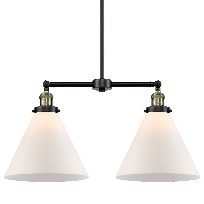Innovations Lighting X-Large Cone 2 Light 21" Wide Linear Chandelier - Black / Antique Brass / Matte White Cased