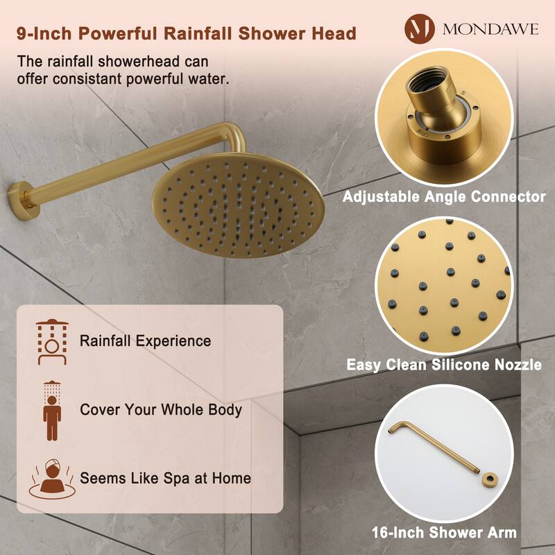 Retro Series 9 in. Rain Wall Mount Dual Shower Heads with 1.8 GPM