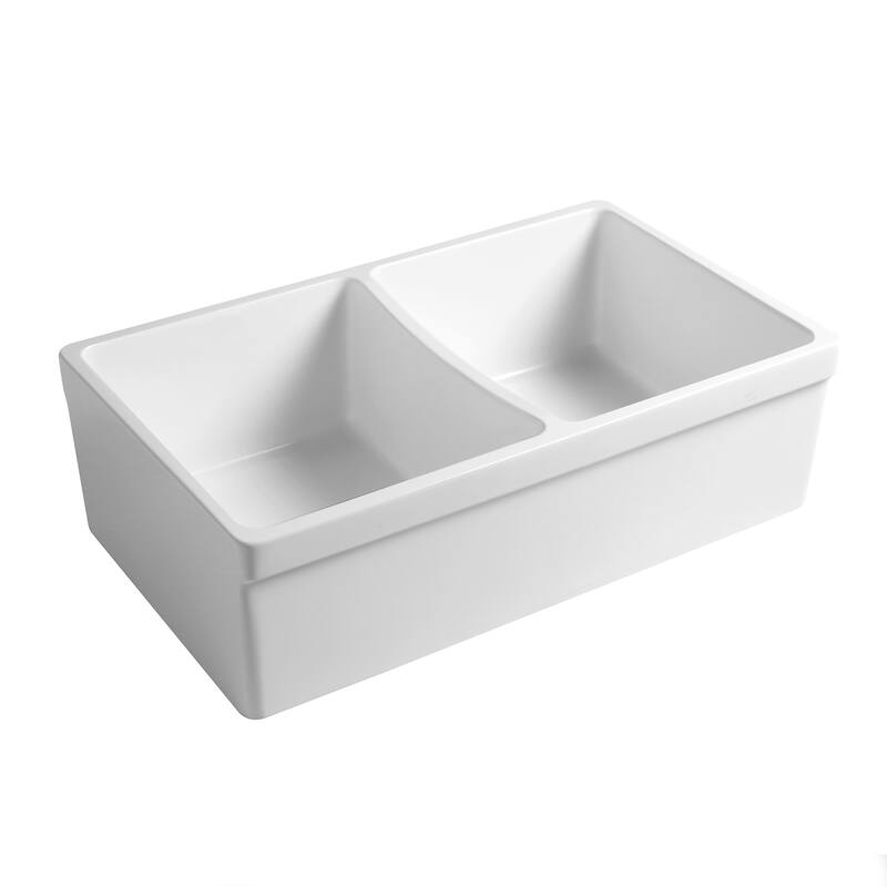 Whitehaus Quatro Alcove 33" Farmhouse Double Basin Fireclay Kitchen