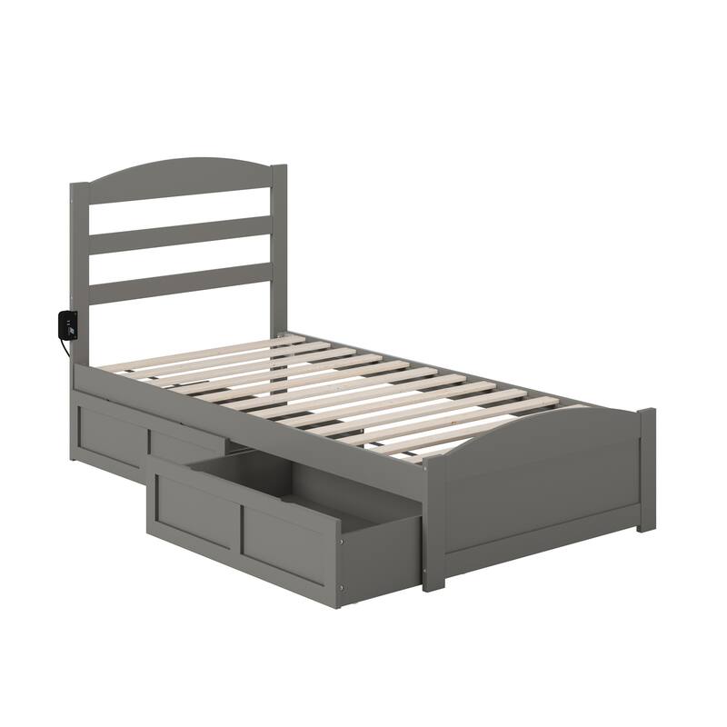 Warren Platform Bed with Footboard and 2 Storage Drawers