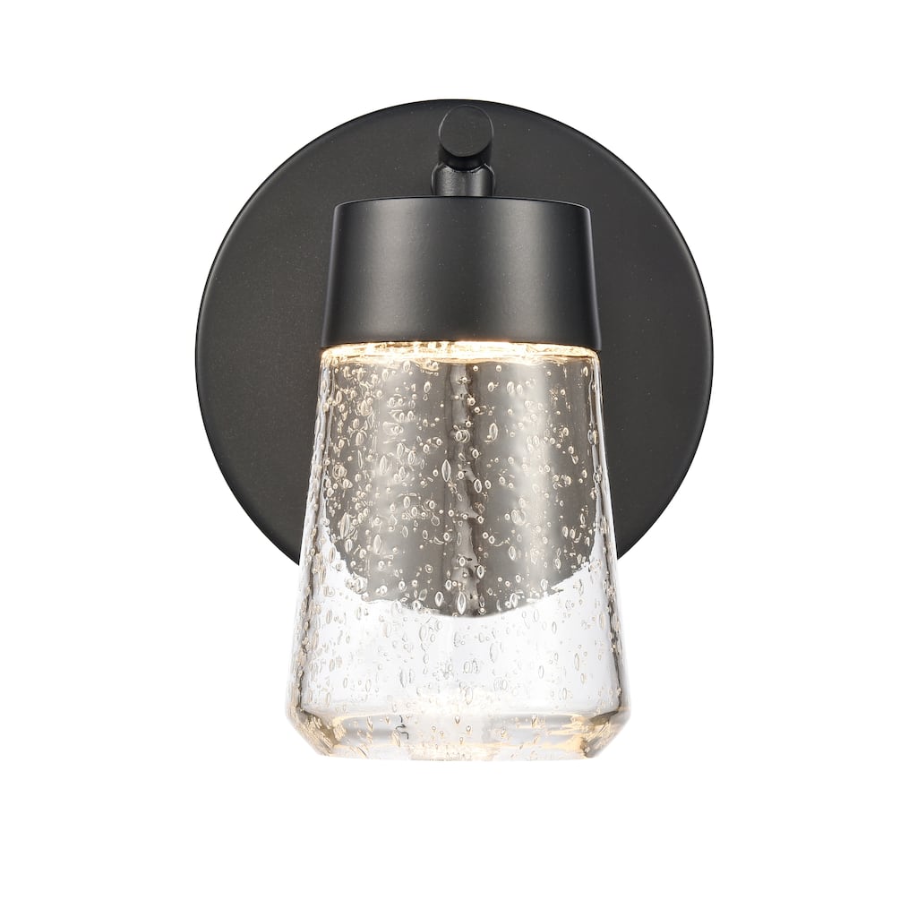 Elk Home Jergen Matte Black With Seedy Glass Vanity Light