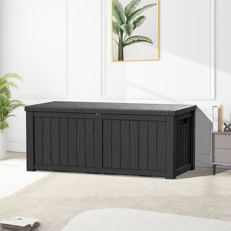Outdoor Patio Storage Resin Lockable Deck Box - 120 Gallon Black F