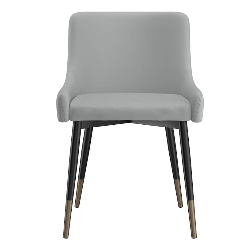 Modern Faux Leather and Metal Dining Chair, Set of 4 - Black