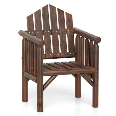 Costway 1/2/4 PCS Outdoor Wood Armchair with Armrests and Reclined - See Details
