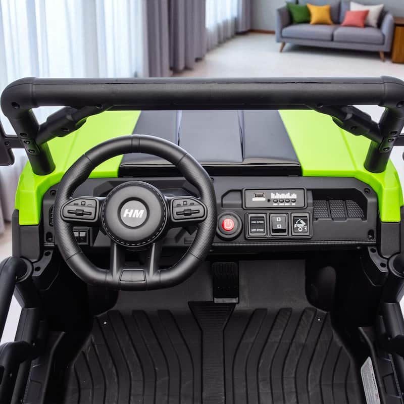 24V 2-Seater Kids Ride On 6-Wheel Dump Truck with Remote Control, 4WD, Suspension, Bluetooth Music, USB & Shovel Toy