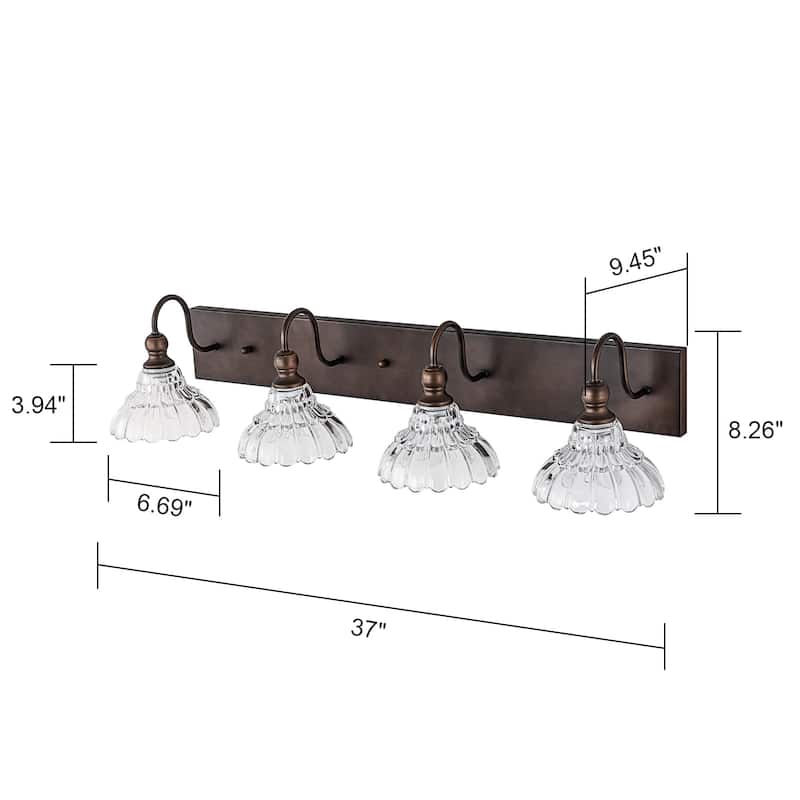 3/4-Light Vintage Bathroom Vanity Light with Clear Trumpet Glass Shades