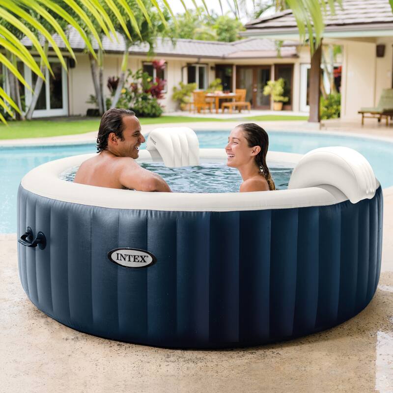 INTEX PureSpa Plus Portable Inflatable Spa & Attachable Snack Tray, Tan (4 Pack) - 98.18