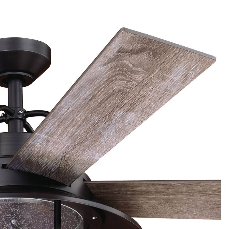 Charleston 56 In. Bronze Farmhouse Indoor-Outdoor Ceiling Fan with LED Light Kit and Remote - 56-in W x 19.5-in H x 56-in D