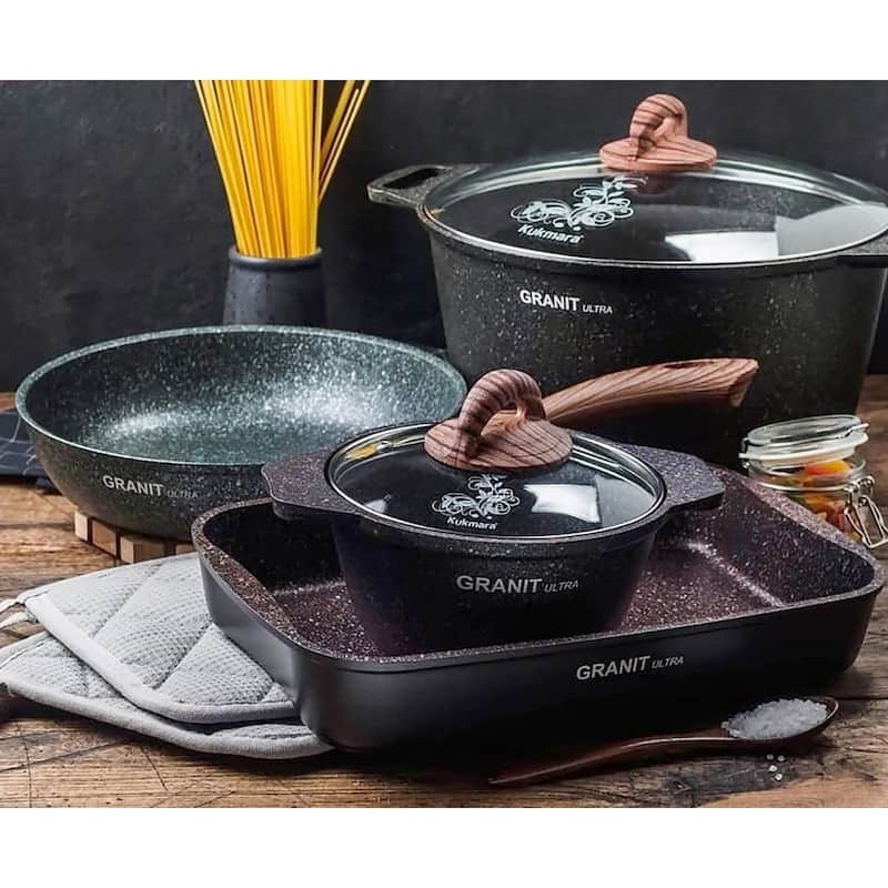 KUKMARA "Granit Ultra" Aluminum Marble Non-Stick Pot w/Glass Lid