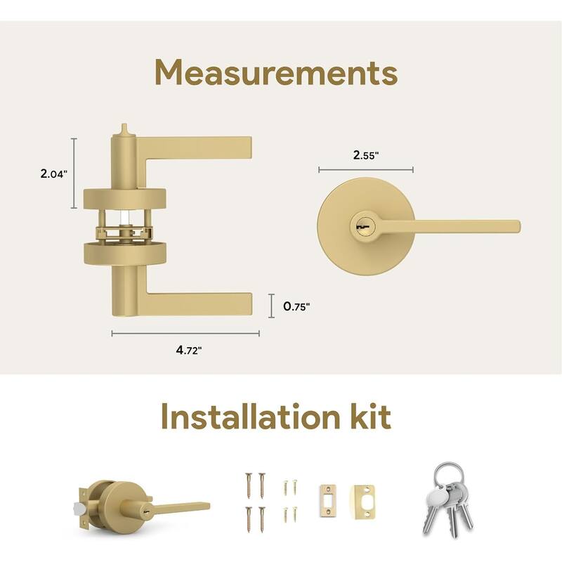 Mega Handles RALPH Entry Lever & Deadbolt Combo – Modern Stainless Steel Lock Set for Left/Right Doors, Square Rosette
