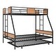 preview thumbnail 8 of 16, Modern Twin over Full Bunk Bed with Wooden Decoration and Safety Guardrail and Convenient Trundle
