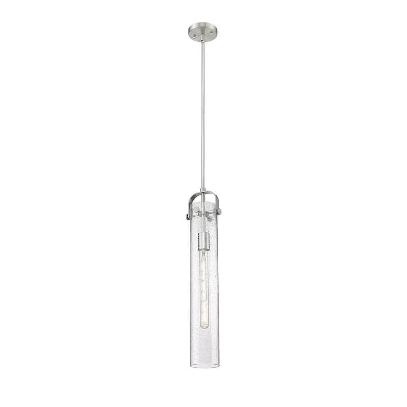 Innovations Lighting Pilaster - 1 Light 4" Stem Hung Pendant - Satin Nickel/Seedy