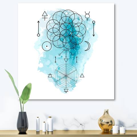 Designart "Symbol of Alchemy and Sacred Geometry I" Bohemian & Eclectic Canvas Wall Art Print