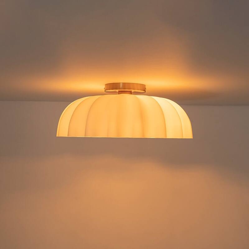 Creative 2-Light Shell Scalloped Glass Semi-Flush Mount - N/A