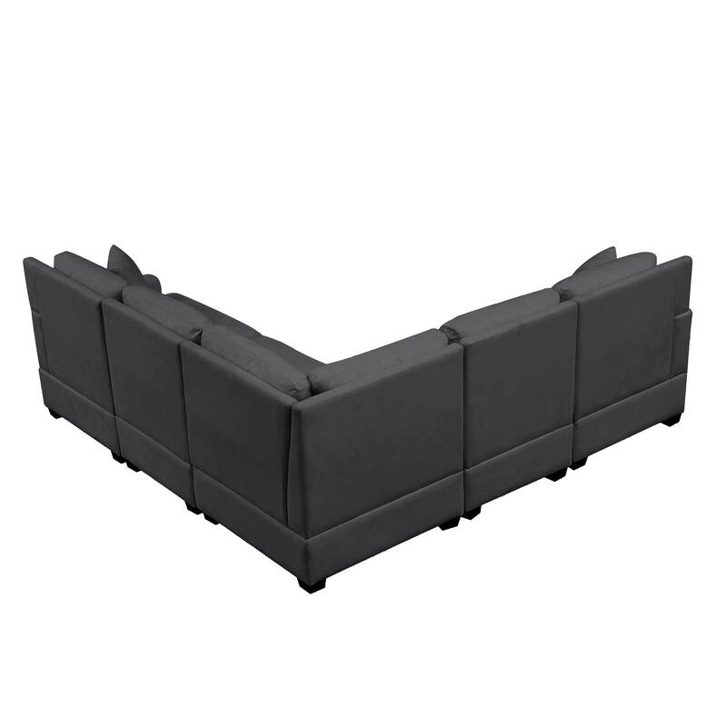 LShaped Sofa Set with Modular Sectional Sofa and Swivel Recliner Chair