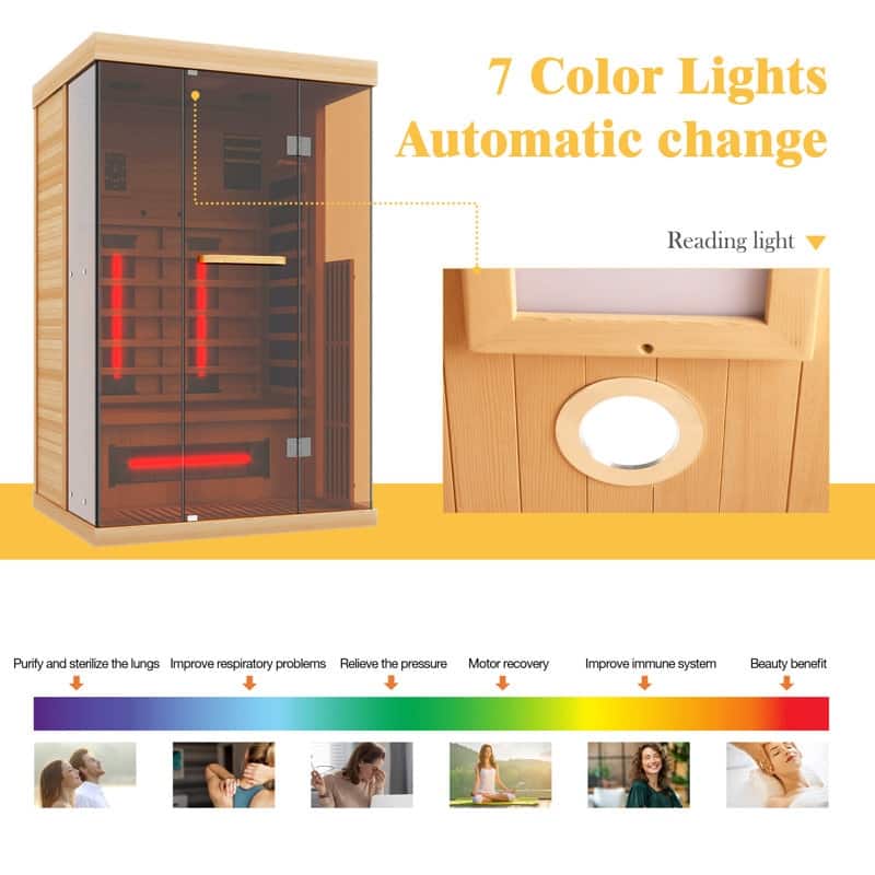 EROMMY up to 3 Person Infrared Sauna with 10-Minute Warm-Up Heater Tube and Carbon Plate