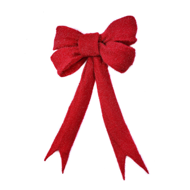 LED Lighted Bow Christmas Wall Decoration - 63" - Red