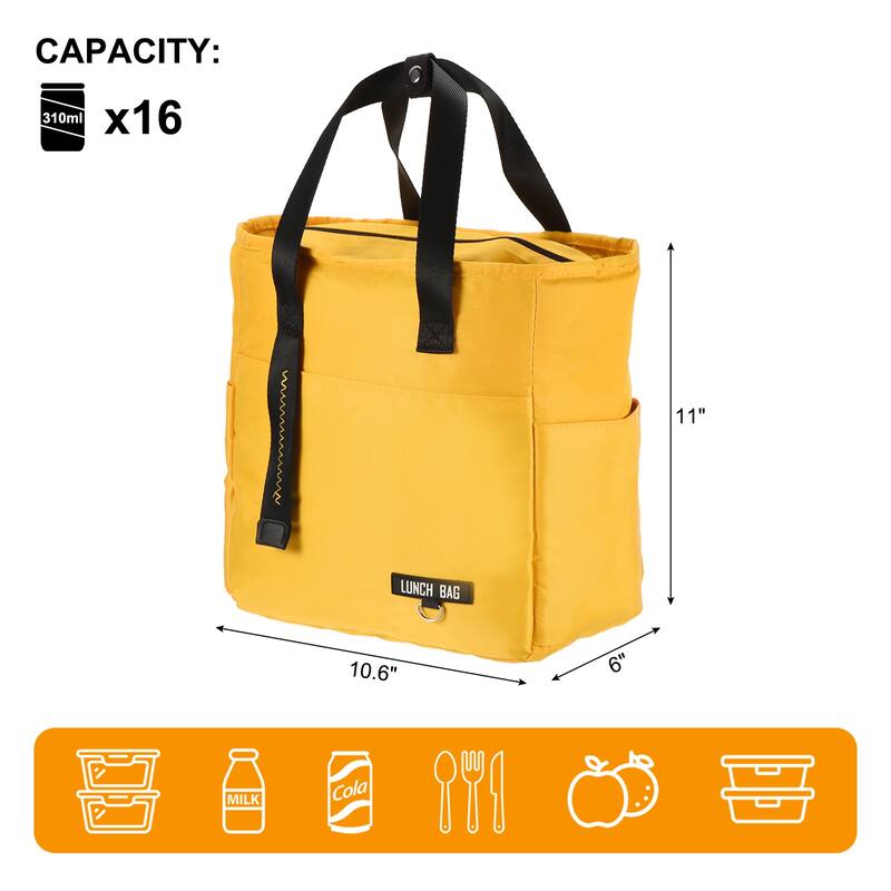 Insulated Lunch Bag Reusable Thermal Lunch Box Leakproof Cooler Bag - Yellow