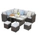 preview thumbnail 12 of 17, 9-Seat Wicker Patio Dining Set with Ottomans