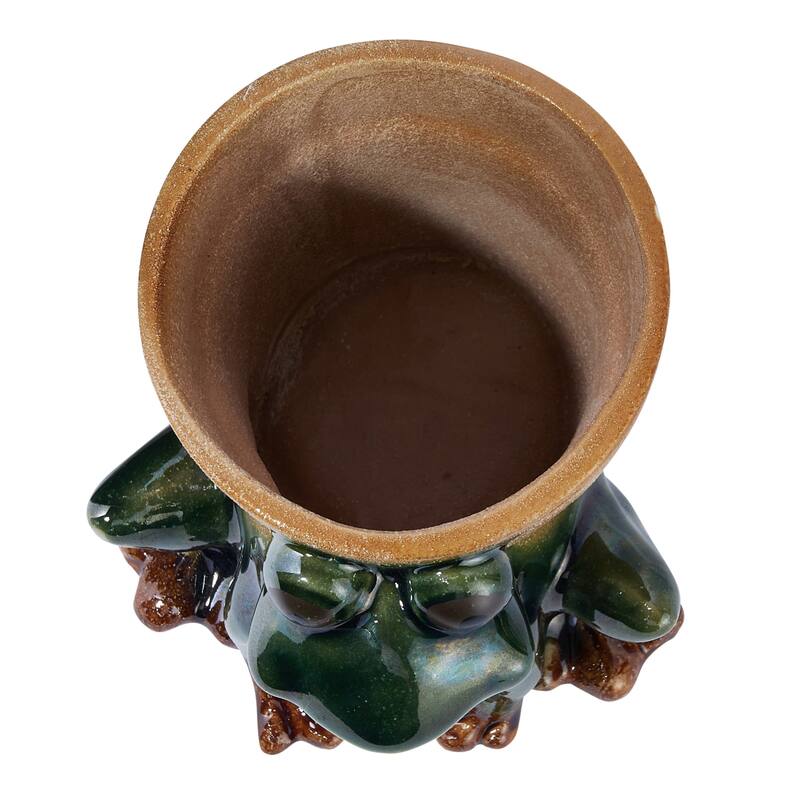 Stoneware Frog Planter - 5.4"L x 5.3"W x 5.0"H