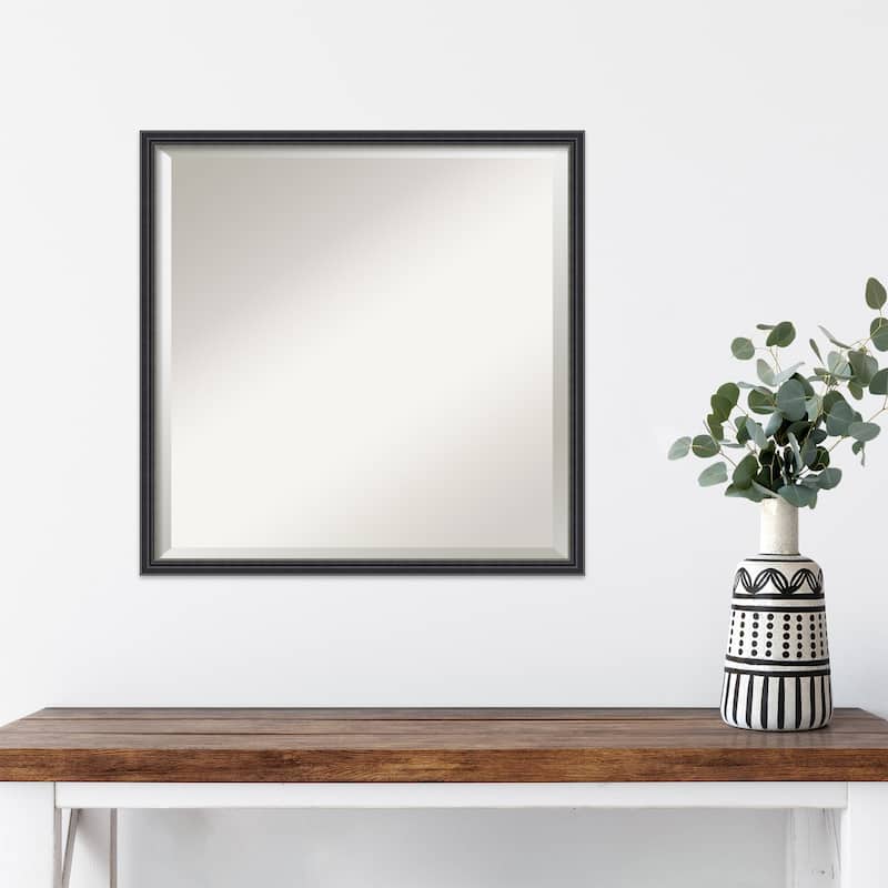 Stylish Black Narrow Beveled Wood Framed Wall Mirror - Stylish Black Narrow