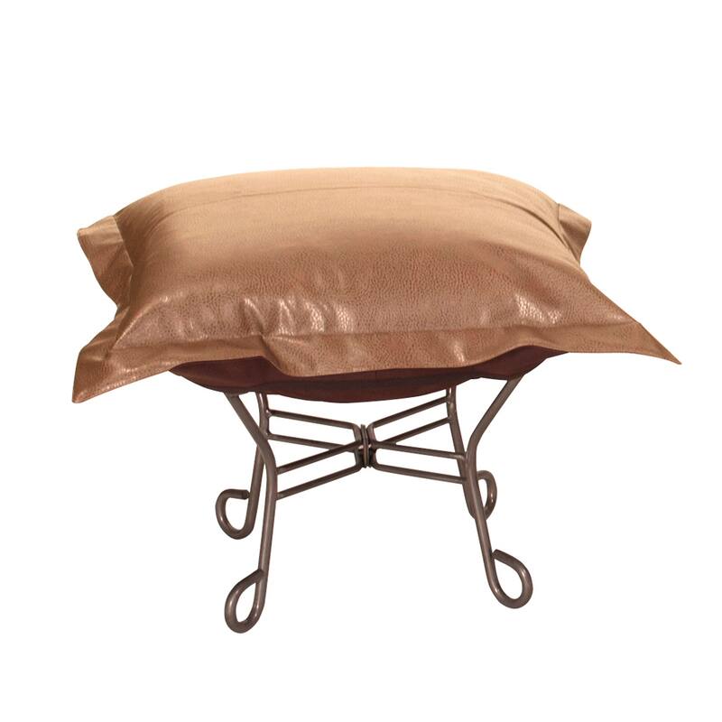 Allan Andrews Scroll Puff Ottoman with Titanium Frame & Cover, Avanti Collection - Bronze
