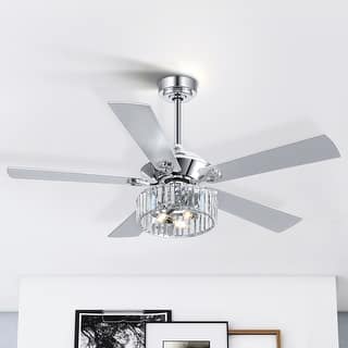 52-inch 5-Blade Chrome Crystal Ceiling fan with Light and Remote