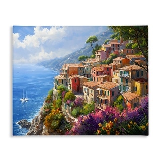 Stupell Coastal Seaside Village View Canvas Wall Art Design By