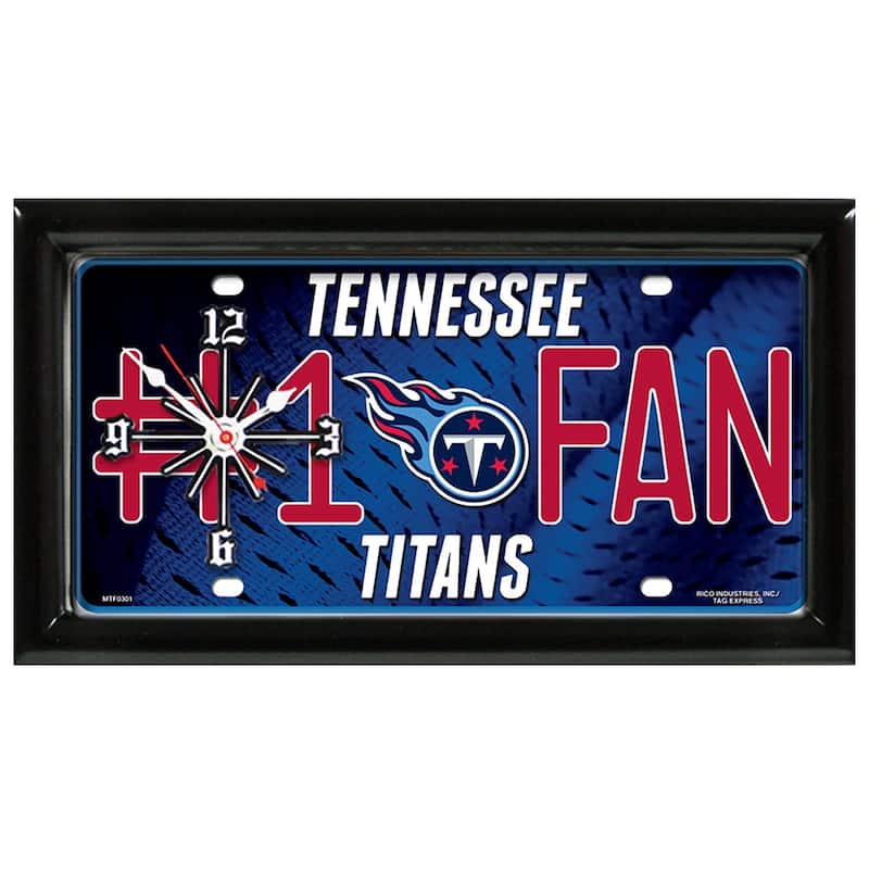 NFL Wall/Desk Analog Clock, #1 Fan with Team Logo - Tennessee Titans