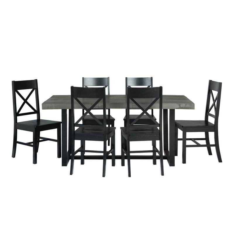 Middlebrook Solid Wood 7-Piece Dining Set with X-Back Chairs