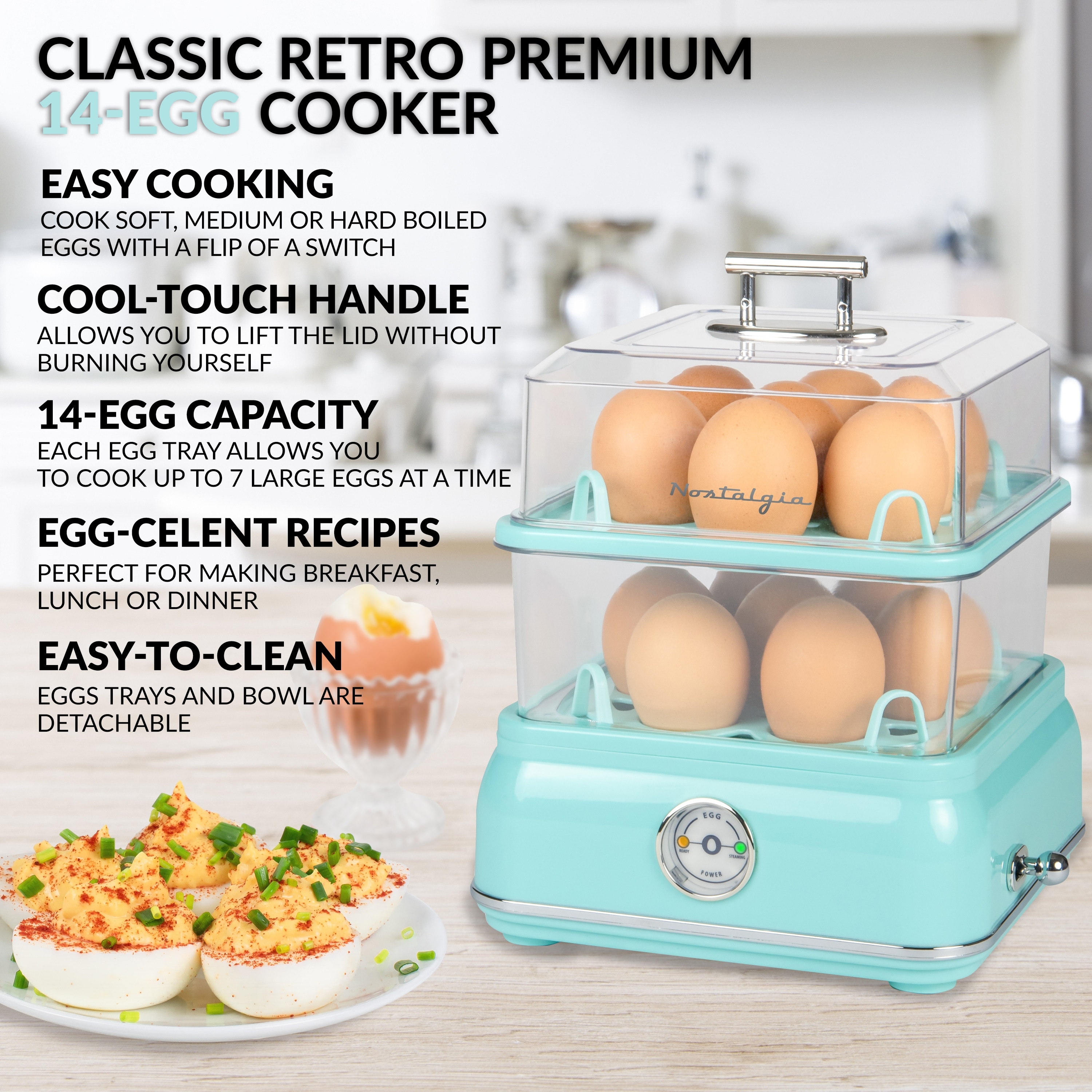 14-Egg Capacity Black Programmable 2-Tier Egg Cooker/Steamer