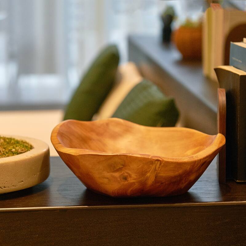 Greenage Cedar Fruit Bowl, Wooden Storage Natural Crafts Serving Bowls