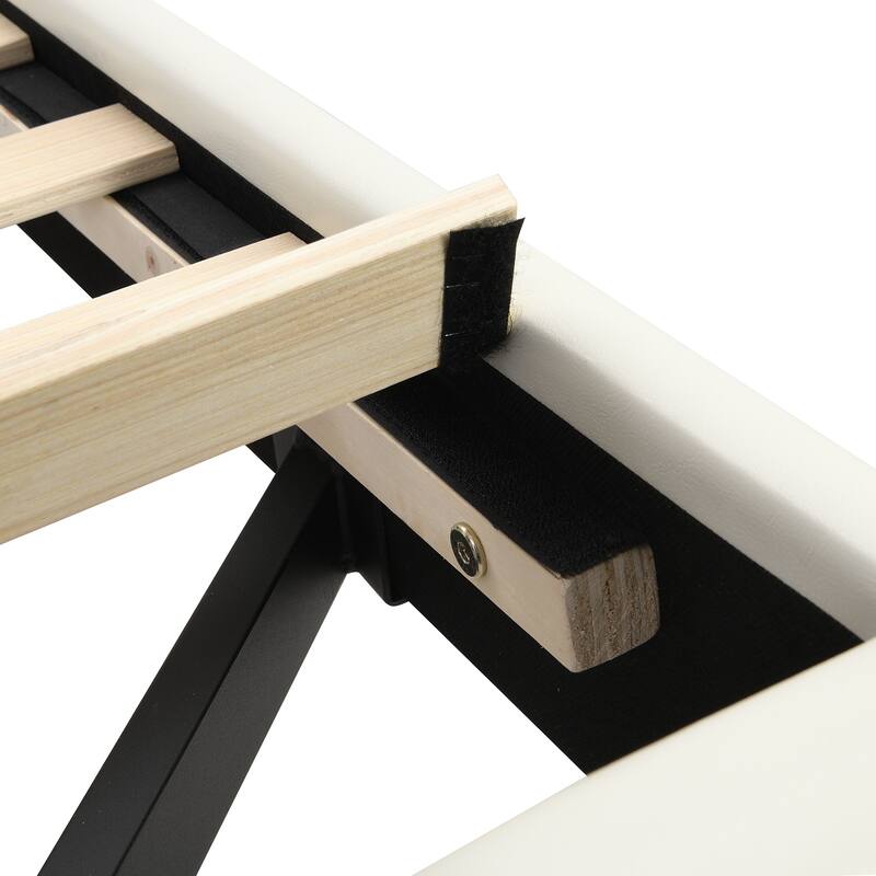 Floating Bed Frame with LED Lights and USB Charging Modern Upholstered Platform LED Bed Frame