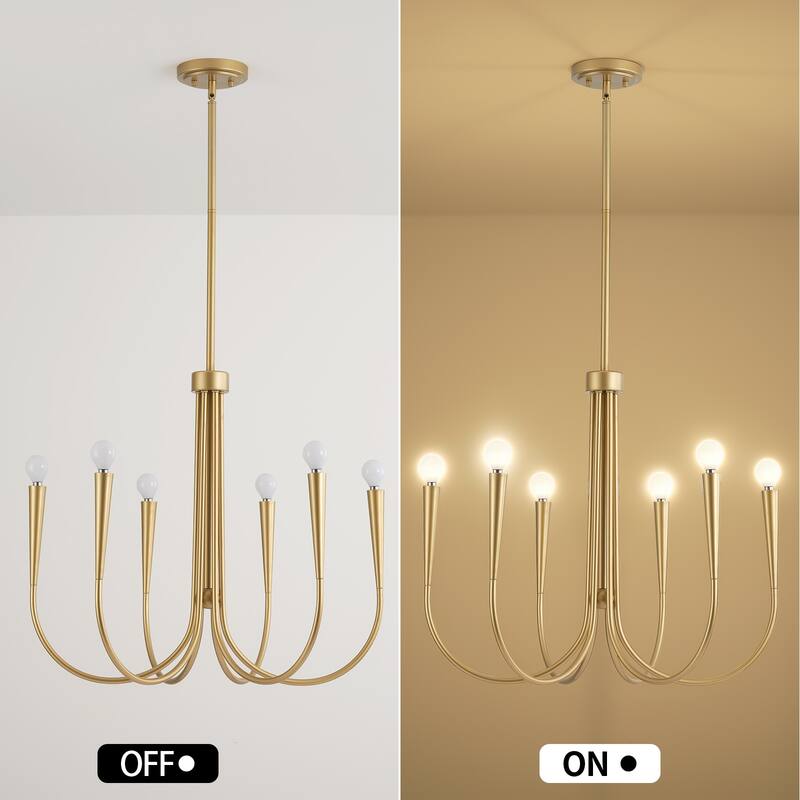 Starsky Mid-Century Farmhouse 6-Light Traditional Ceiling Light Modern Classic Candle-Style Chandelier