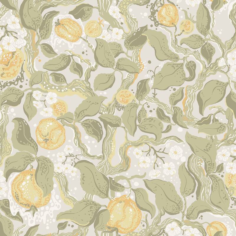 A-Street Prints Kort Sage Fruit and Floral Wallpaper