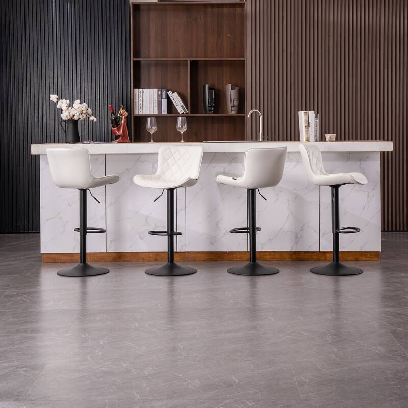 Bar Stools Set of 2 Adjustable Swivel Bar Chairs Modern Counter Stools